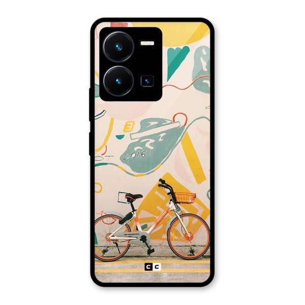 Street Art Bicycle Glass Back Case for Vivo Y35