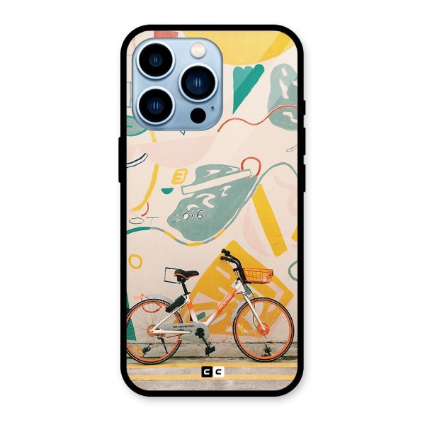 Street Art Bicycle Glass Back Case for iPhone 13 Pro