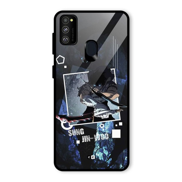 Sung Jinwoo In Battle Glass Back Case for Galaxy M21