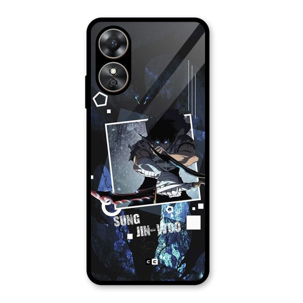 Sung Jinwoo In Battle Glass Back Case for Oppo A17