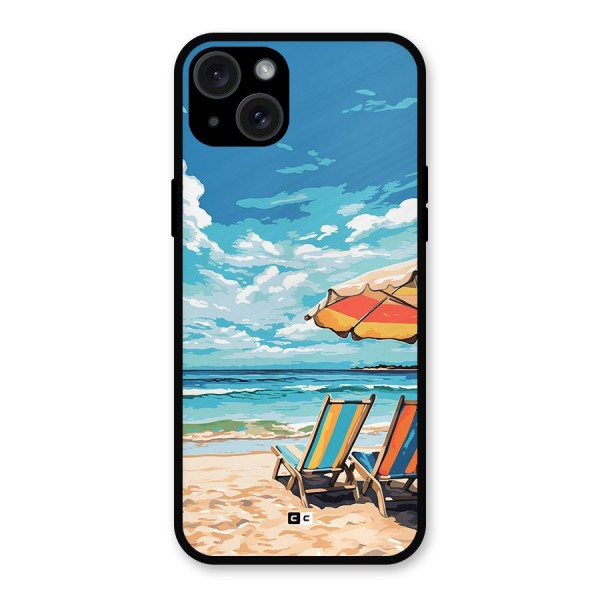 Sunny Beach Metal Back Case for iPhone 15 Plus