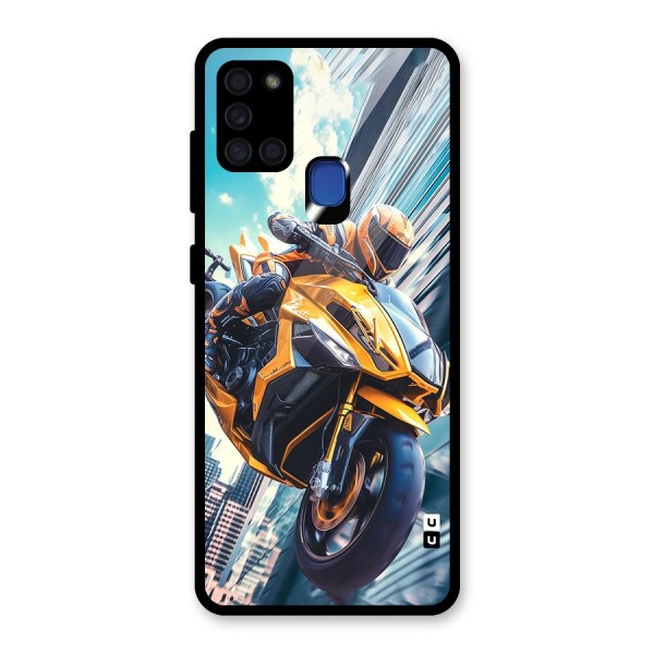 Super Bike Falling Glass Back Case for Galaxy A21s