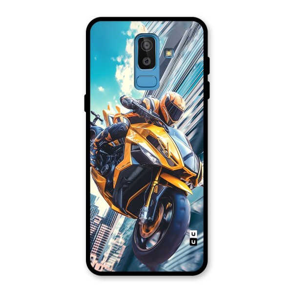 Super Bike Falling Glass Back Case for Galaxy J8