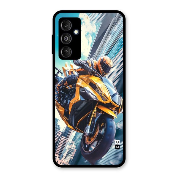 Super Bike Falling Glass Back Case for Galaxy M14 5G