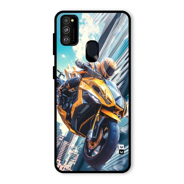 Super Bike Falling Glass Back Case for Galaxy M21