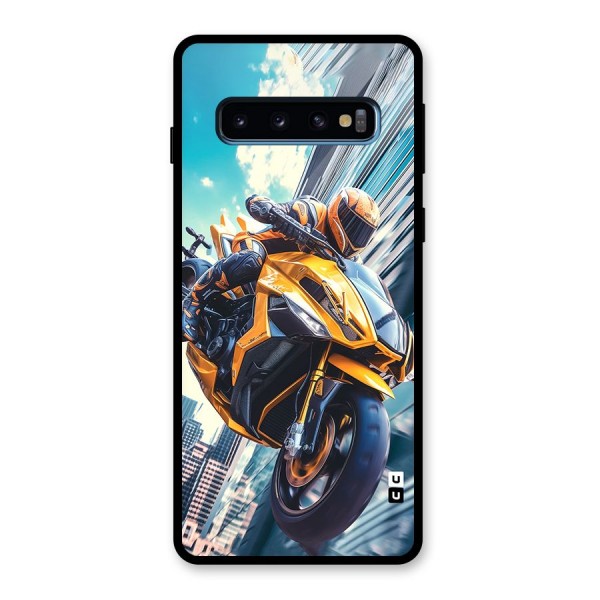 Super Bike Falling Glass Back Case for Galaxy S10