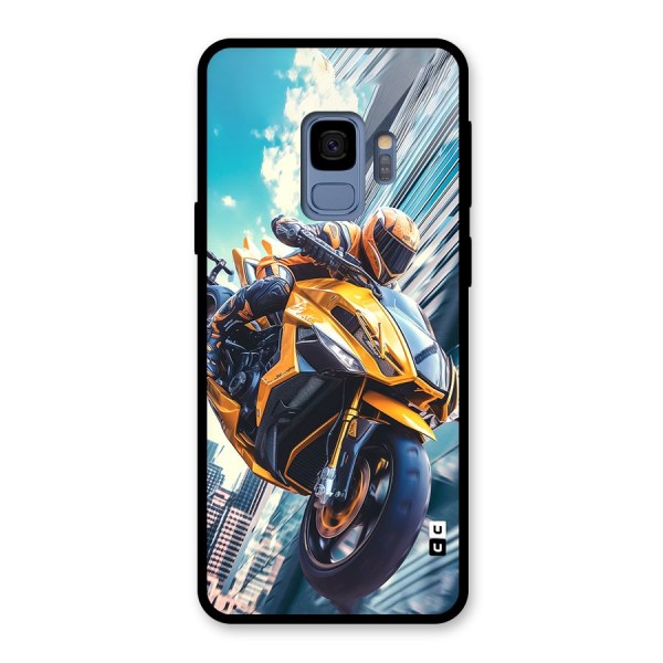 Super Bike Falling Glass Back Case for Galaxy S9