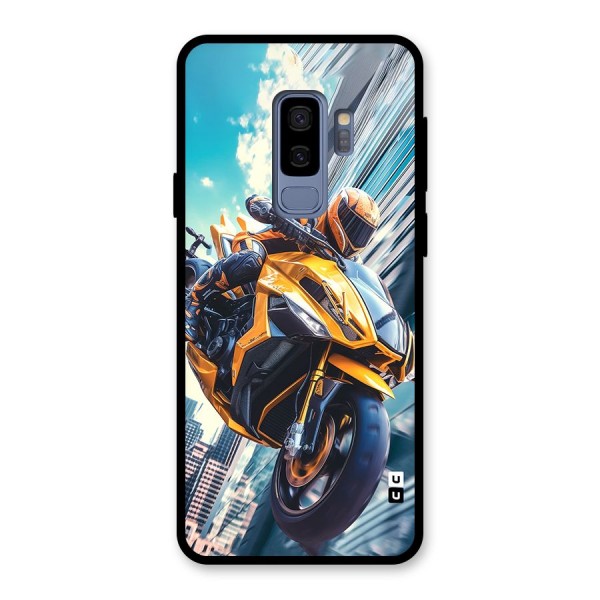 Super Bike Falling Glass Back Case for Galaxy S9 Plus