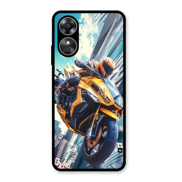 Super Bike Falling Glass Back Case for Oppo A17