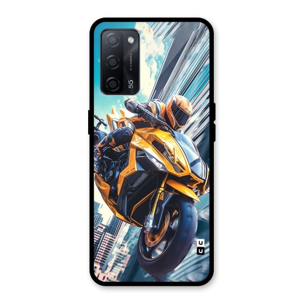 Super Bike Falling Glass Back Case for Oppo A53s 5G