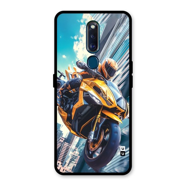 Super Bike Falling Glass Back Case for Oppo F11 Pro