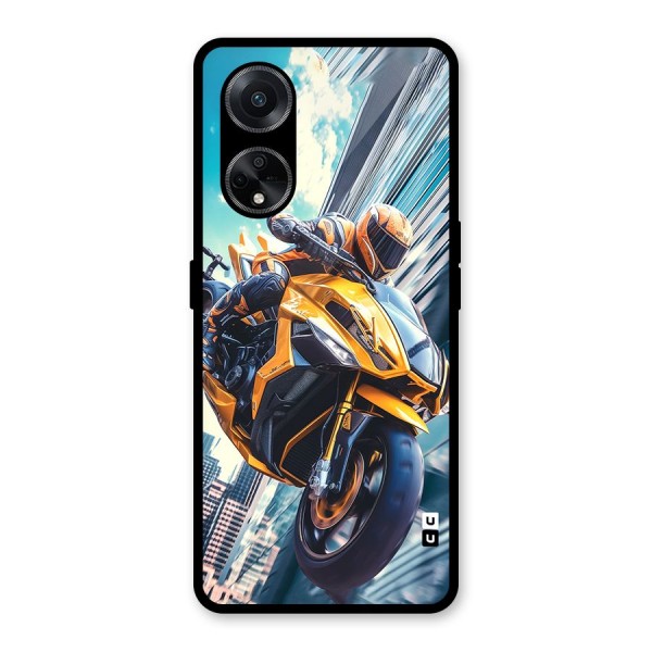 Super Bike Falling Glass Back Case for Oppo F23