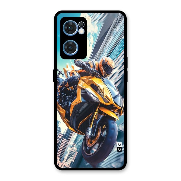 Super Bike Falling Glass Back Case for Oppo Reno7 5G