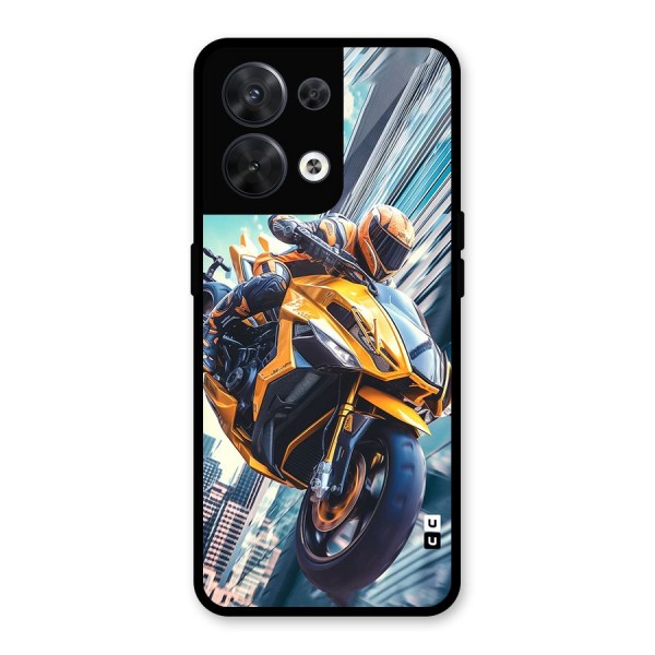 Super Bike Falling Glass Back Case for Oppo Reno8 5G