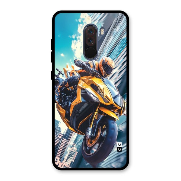 Super Bike Falling Glass Back Case for Poco F1