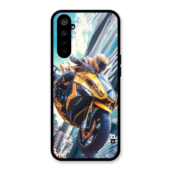 Super Bike Falling Glass Back Case for Realme 6