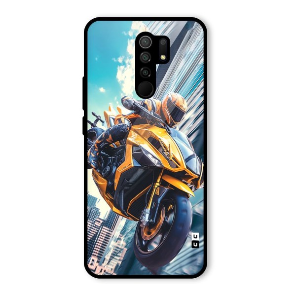 Super Bike Falling Glass Back Case for Redmi 9 Prime