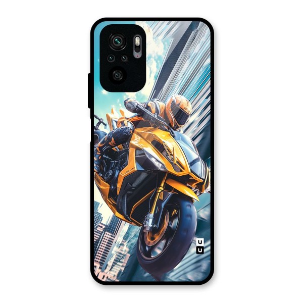 Super Bike Falling Glass Back Case for Redmi Note 10