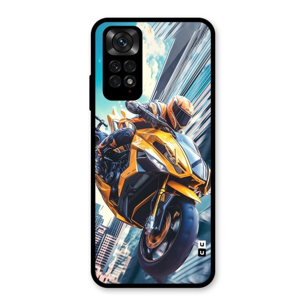 Super Bike Falling Glass Back Case for Redmi Note 11S