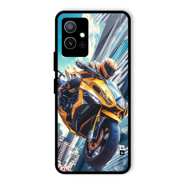 Super Bike Falling Glass Back Case for Vivo T1 5G