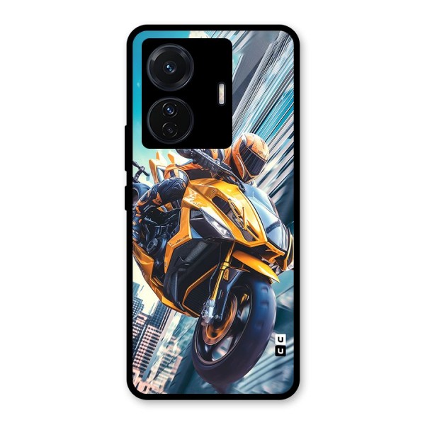 Super Bike Falling Glass Back Case for Vivo T1 Pro