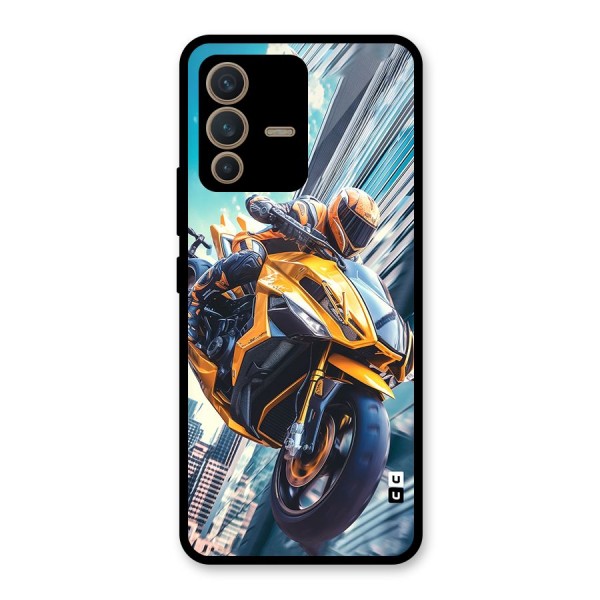 Super Bike Falling Glass Back Case for Vivo V23 5G