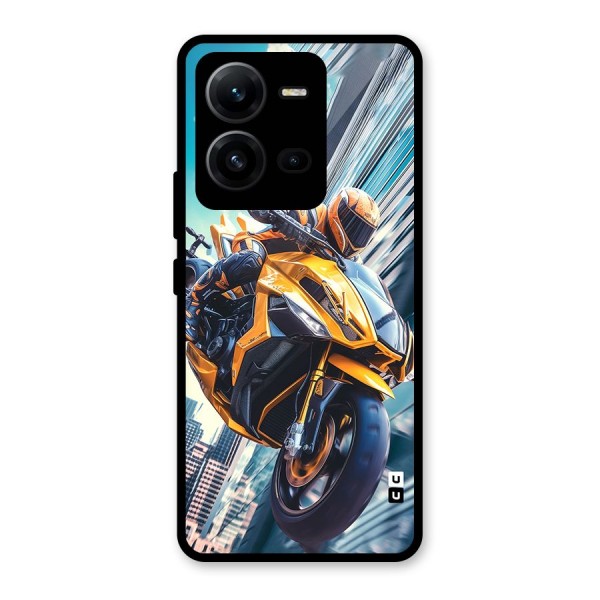 Super Bike Falling Glass Back Case for Vivo V25