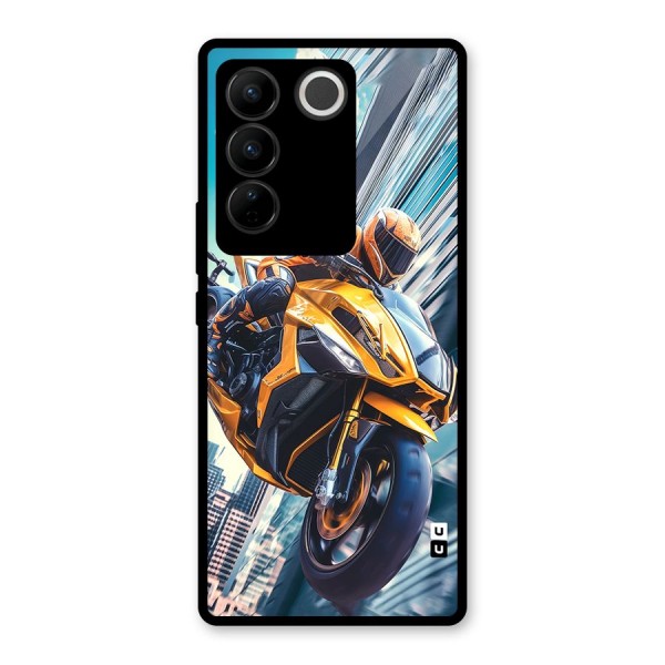 Super Bike Falling Glass Back Case for Vivo V27 Pro