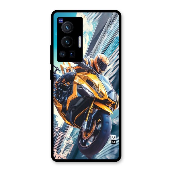 Super Bike Falling Glass Back Case for Vivo X70 Pro