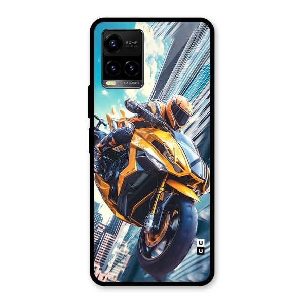 Super Bike Falling Glass Back Case for Vivo Y21G