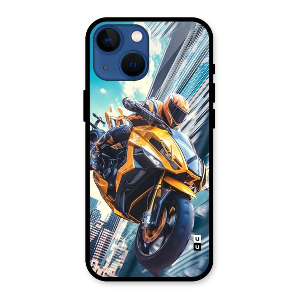 Super Bike Falling Glass Back Case for iPhone 13 Mini