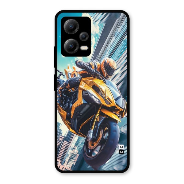 Super Bike Falling Metal Back Case for Poco X5