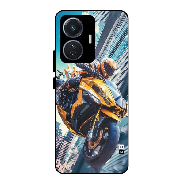 Super Bike Falling Metal Back Case for Vivo T1 44W