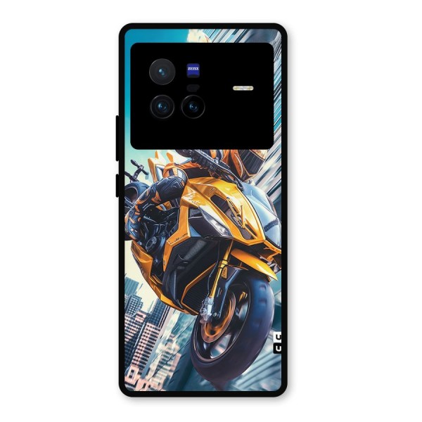 Super Bike Falling Metal Back Case for Vivo X80