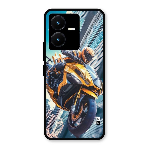 Super Bike Falling Metal Back Case for Vivo Y22s