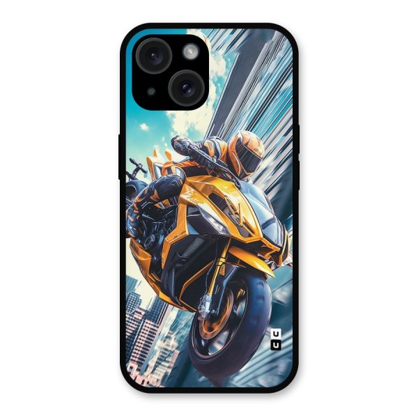 Super Bike Falling Metal Back Case for iPhone 15