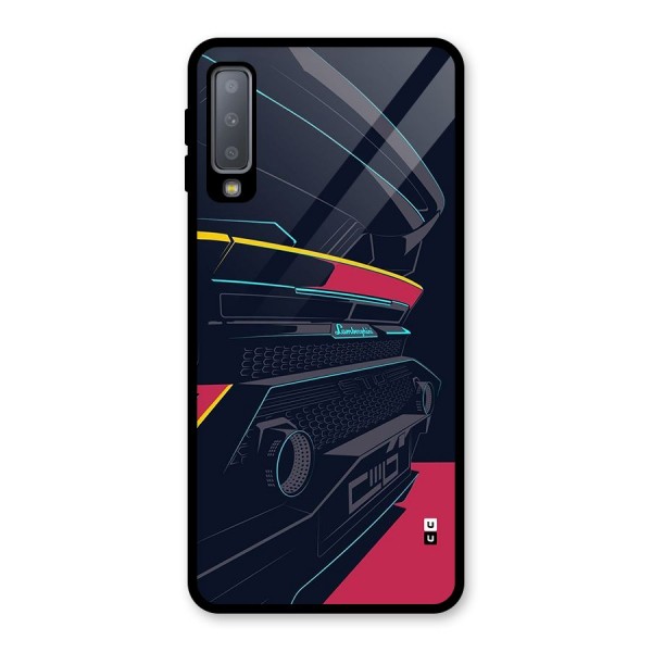 Super Car Parked Glass Back Case for Galaxy A7 (2018)