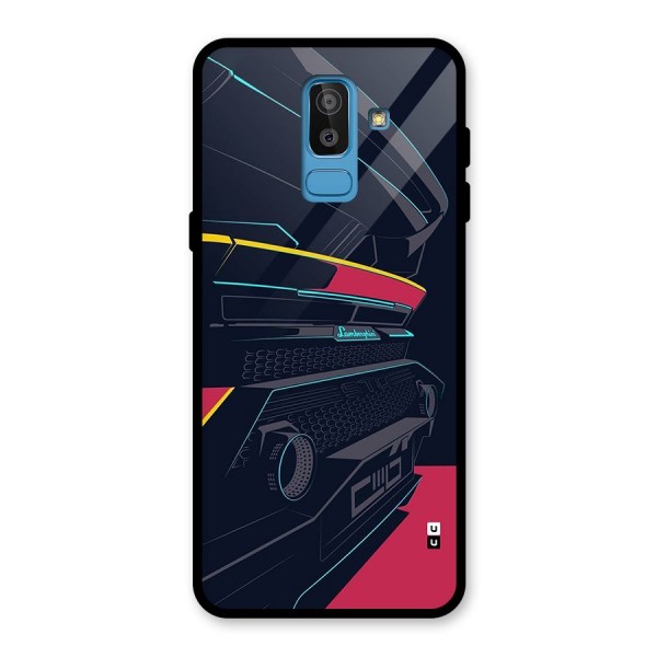 Super Car Parked Glass Back Case for Galaxy J8