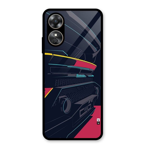 Super Car Parked Glass Back Case for Oppo A17