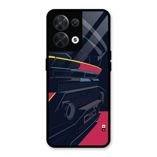 Super Car Parked Glass Back Case for Oppo Reno8 5G