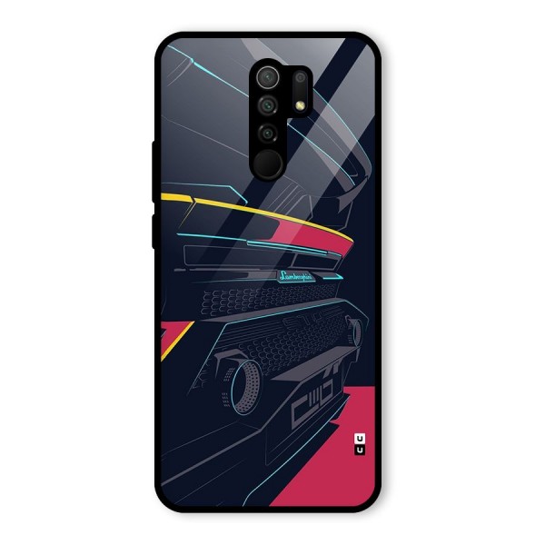 Super Car Parked Glass Back Case for Redmi 9 Prime