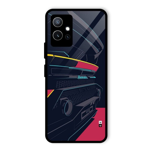 Super Car Parked Glass Back Case for Vivo T1 5G