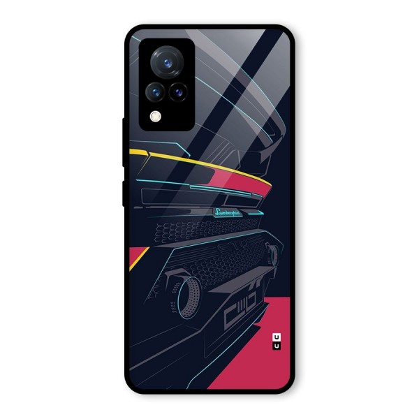 Super Car Parked Glass Back Case for Vivo V21 5G