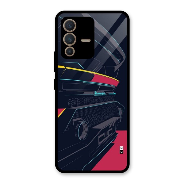 Super Car Parked Glass Back Case for Vivo V23 5G