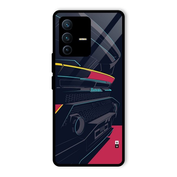 Super Car Parked Glass Back Case for Vivo V23 Pro