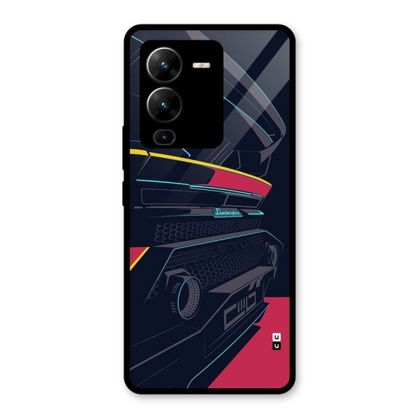 Super Car Parked Glass Back Case for Vivo V25 Pro