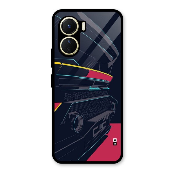 Super Car Parked Glass Back Case for Vivo Y16