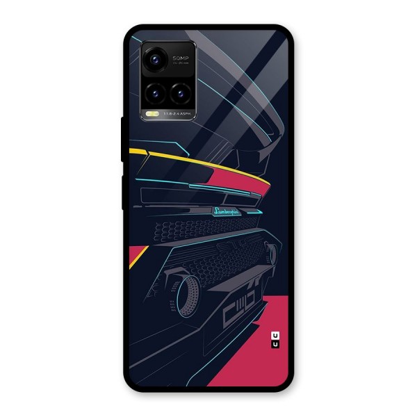 Super Car Parked Glass Back Case for Vivo Y21A