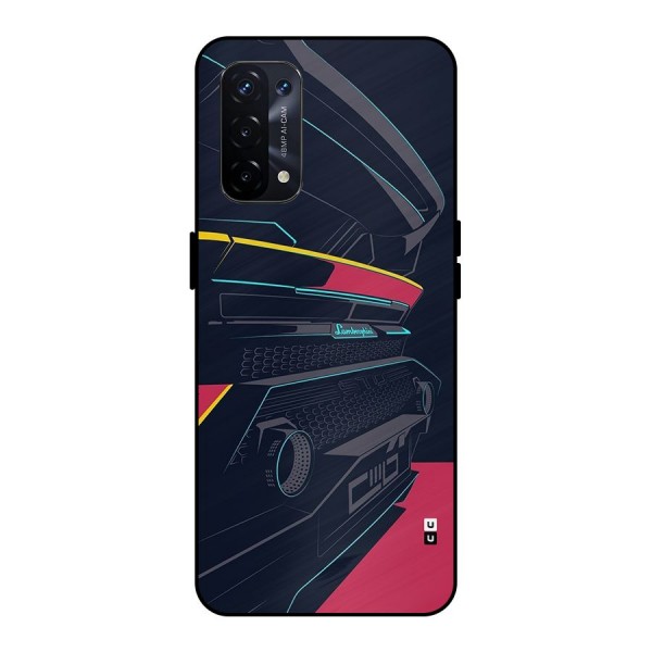 Super Car Parked Metal Back Case for Oppo A74 5G