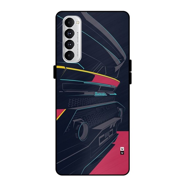 Super Car Parked Metal Back Case for Oppo Reno4 Pro